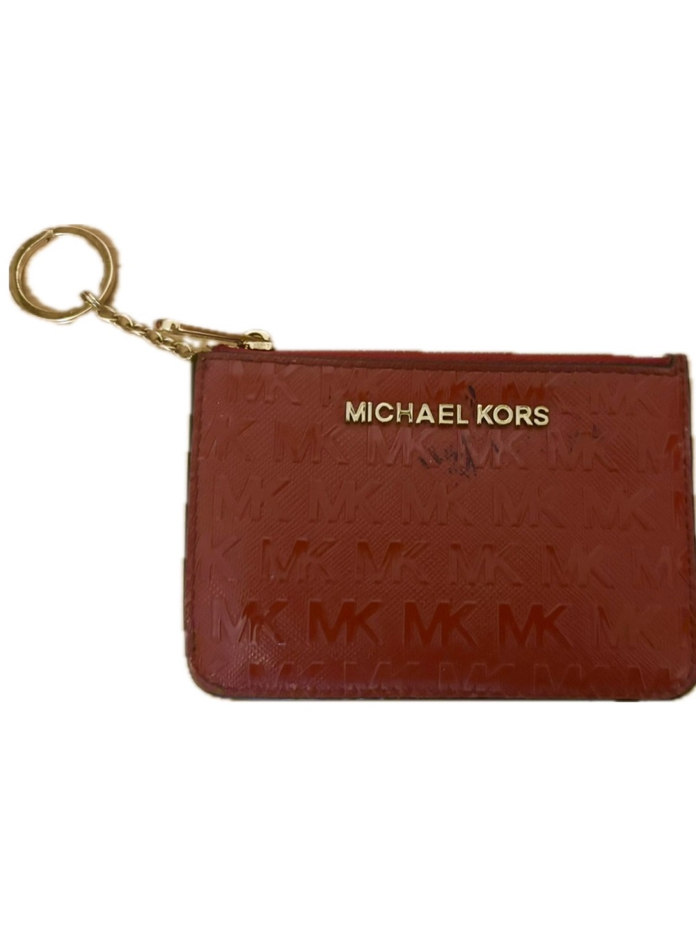 Michael Kors Red MK Logo Zip Card Case